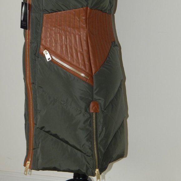 NB Series by Nicole Benisti COURVECHAL Two- tone Quilted Down Coat Fur Trim NWT - Picture 11 of 12